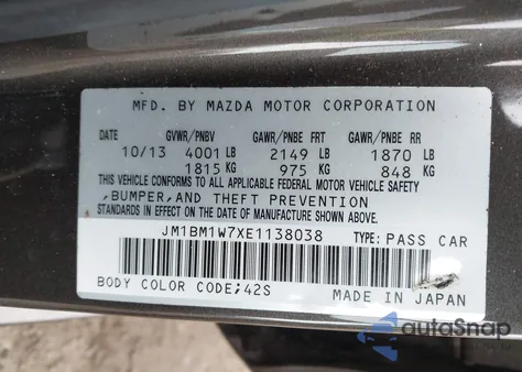 2014 Mazda Mazda3 I Grand Touring из США, поврежденный, VIN JM1BM1W7XE1138038